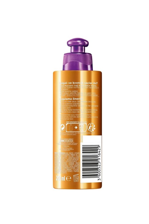 کرم حالت دهنده موی فر لورال Loreal سری Elseve مدل Mucizevi Yag حجم 200 میلی لیتر - Image 3