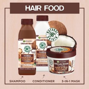 ماسک موی لطیف کننده موهای وز و آشفته گارنیه‌ (گارنیر) حاوی نارگیل و ماکادامیا Garnier Hair Food