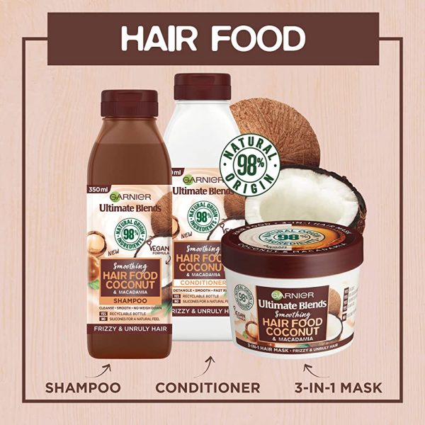 ماسک موی لطیف کننده موهای وز و آشفته گارنیه‌ (گارنیر) حاوی نارگیل و ماکادامیا Garnier Hair Food - Image 2