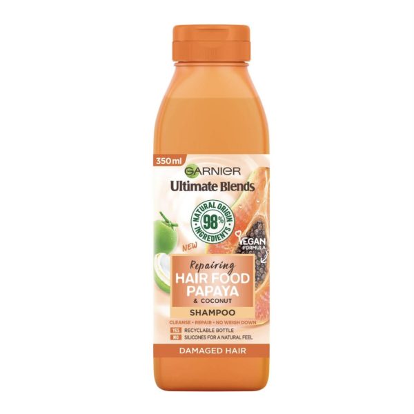 شامپو ترمیم کننده پاپایا و نارگیل گارنیر(گارنیه) مناسب موهای آسیب دیده Garnier Repairing Papaya حجم 350 میلی لیتر