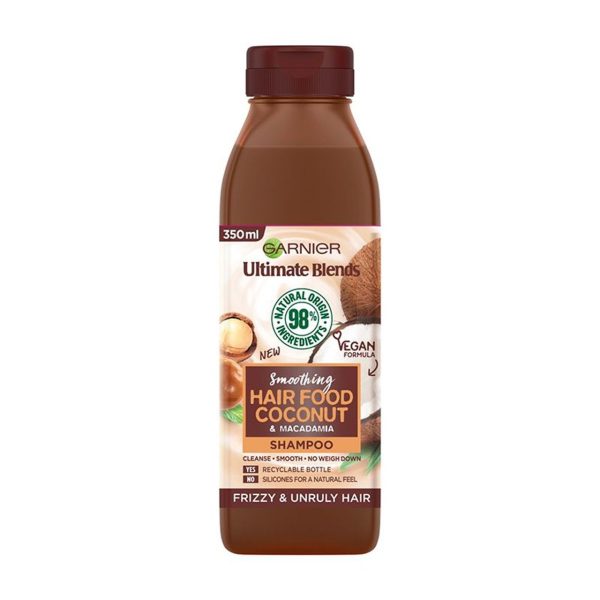 شامپو نارگیل و ماکادامیا گارنیر (گارنیه) مناسب موهای وز و آشفته Garnier Smoothing Macadamia حجم 350 میلی لیتر