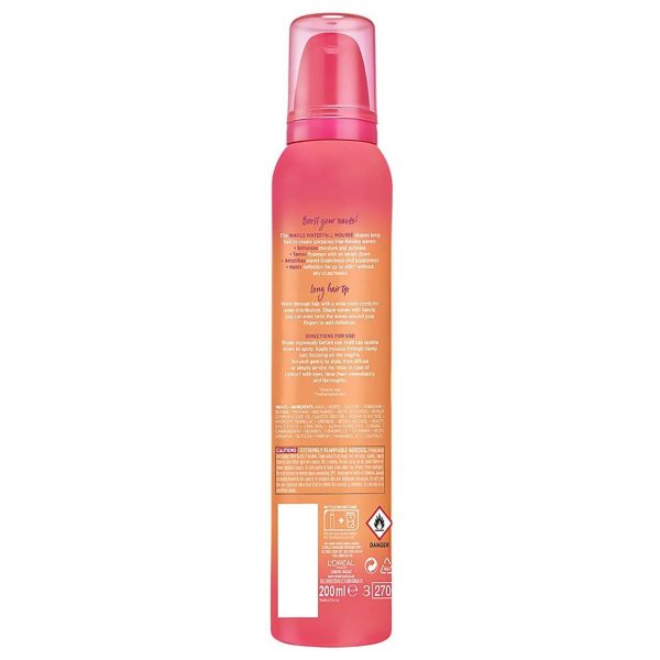 موس حالت‌دهنده موهای فر و موج‌دار لورال L'oreal Elvive Dream Lengths Waves Waterfall Mousse حجم ۲۰۰ میلی لیتر (فرانسه) - Image 2