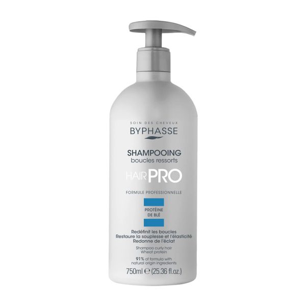 شامپو حرفه‌ای بایفاس مخصوص موهای فر Byphasse Hair Pro Shampoo Boucles Ressorts Curly Hair حجم 750 میلی لیتر