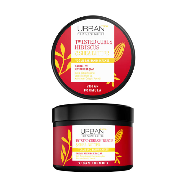 ماسک موی داخل حمام اربن کر مخصوص موهای فر Twisted Curls Hibiscus & Shea Butter Yoğun Saç Bakım Maskesi حجم 230 میلی لیتر