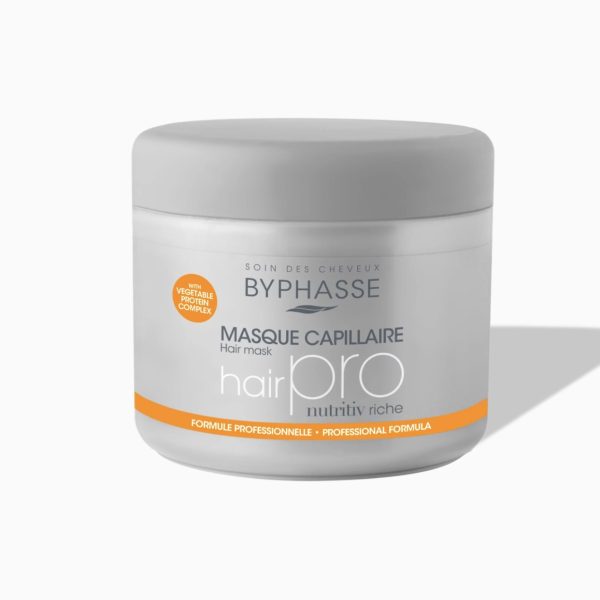 ماسک موی بدون سولفات بایفاس مخصوص موهای خشک و آسیب دیده BYPHASSE HAIR PRO NUTRITIV RICHE MASK حجم 500 میلی لیتر