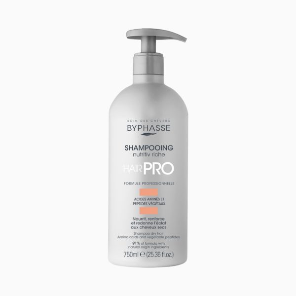 شامپو حرفه ای بایفاس مخصوص موهای خشک و آسیب دیده BYPHASSE HAIR PRO SHAMPOO NUTRITIV RICHE حجم 750 میلی لیتر
