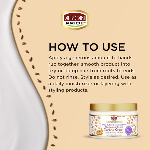 کرم فر کننده بعد از حمام افریکن پراید African Pride Moisture Miracle Shea Butter & Flaxseed Oil Curling Cream حجم 340 گرم - Image 3