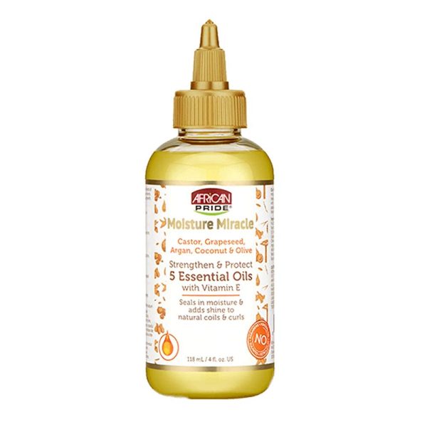 روغن موی فر افریکن پراید تقویت کننده و محافظ مو African Pride Moisture Miracle 5 Essential Oils حجم 118 میلی لیتر