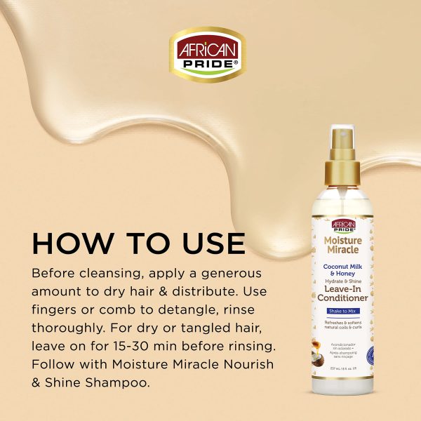 اسپری نرم کننده بعد از حمام افریکن پراید مدل Miracle Coconut Milk & Honey حجم 237 میلی لیتر - Image 3