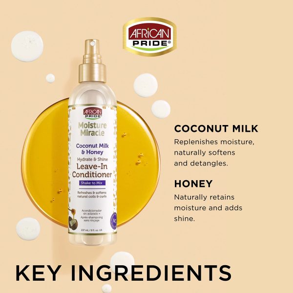 اسپری نرم کننده بعد از حمام افریکن پراید مدل Miracle Coconut Milk & Honey حجم 237 میلی لیتر - Image 2