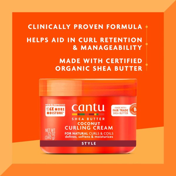 کرم موی فر کننده کنتو نارگیل و شی باتر Cantu Coconut Curling Cream حجم 340 گرم - Image 5
