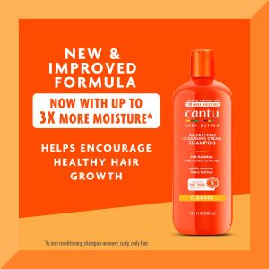 شامپو بدون سولفات موی فر کنتو مدل شی باتر Cantu Sulfate- Free Cleansing Cream Shampoo حجم 400 میلی لیتر