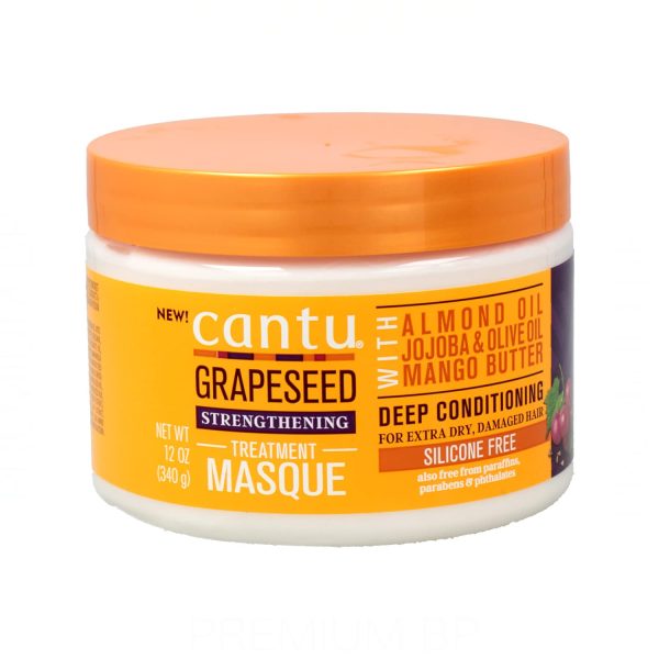 ماسک موی درمانی و تقویت کننده کنتو مدل هسته انگور Cantu Grapeseed Strengthening Treatment Mask حجم 340 گرم