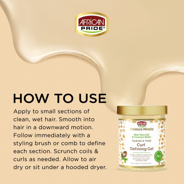 ژل حالت دهنده موی فر افریکن پراید African Pride Moisture Miracle Hydrate & Hold Curl Defining Hair Gel حجم 510 گرم - Image 4
