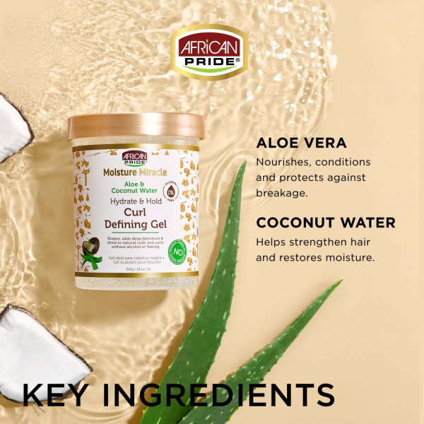 ژل حالت دهنده موی فر افریکن پراید African Pride Moisture Miracle Hydrate & Hold Curl Defining Hair Gel حجم 510 گرم - Image 5