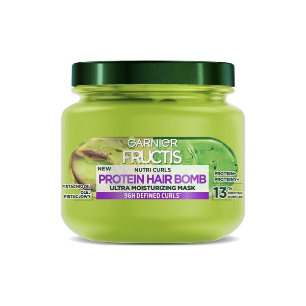 ماسک موی فر گارنیر بمب پروتئینه و آبرسان GARNIER FRUCTIS NURTI CURLS Protein Hair Bomb Ultra Moisturizing Mask حجم 320 میلی لیتر