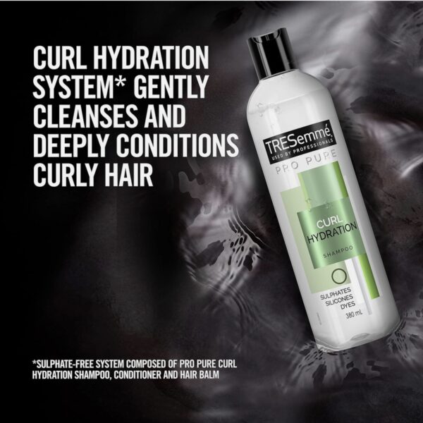 شامپو آبرسان موی فر ترزمه بدون سولفات TRESemmé Pro Pure Curl Hydration Shampoo حجم 380 میلی‌لیتر - Image 3