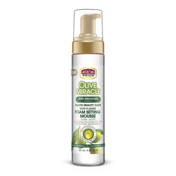 موس حالت دهنده زیتون افریکن پراید African Pride Olive Miracle Foam Setting Mousse حجم 251 میلی لیتر