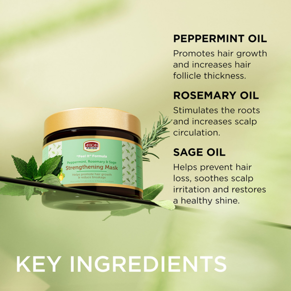 ماسک تقویت‌کننده رزماری و نعناع فلفلی افریکن پراید African Pride Strengthening Mask Treatment with Peppermint, Rosemary حجم 340 گرم - Image 5