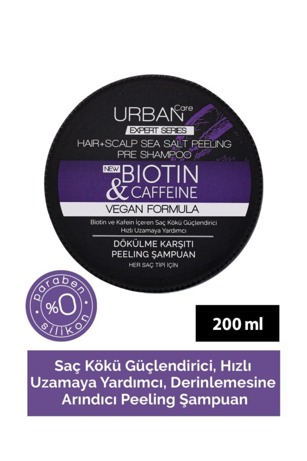 اسکراب کف سر کافئین و بیوتین اوربان کر Urban Care Biotin And Caffeine Anti-Hair Loss Peeling Shampoo حجم 200 گرم - Image 3