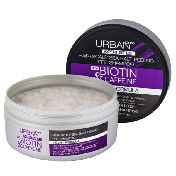 اسکراب کف سر کافئین و بیوتین اوربان کر Urban Care Biotin And Caffeine Anti-Hair Loss Peeling Shampoo حجم 200 گرم - Image 2